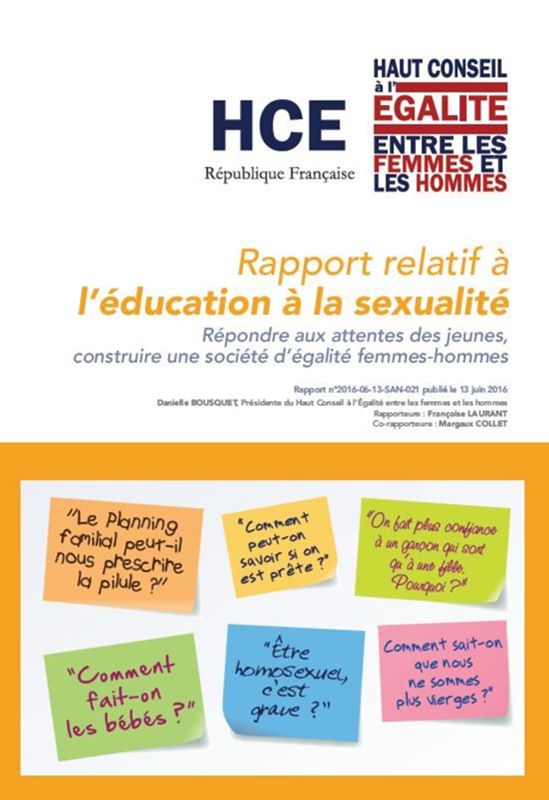 Rapport relatif à l'éducation à la sexualité. Répondre aux attentes des jeunes, construire une société d'égalité femmes-hommes