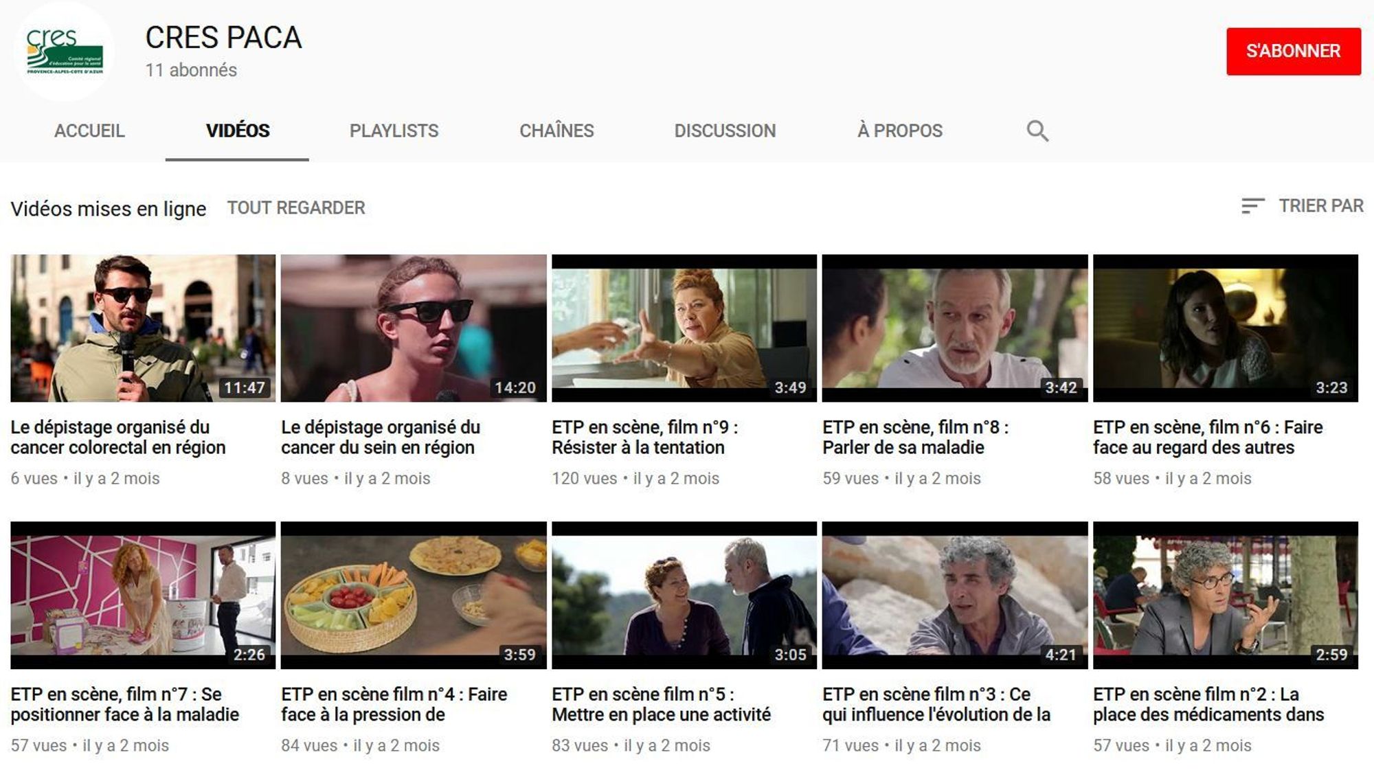 La chaîne Youtube du CRES PACA