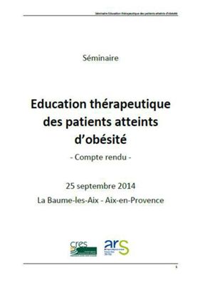 Education thérapeutique des patients atteints d'obésité - Septembre 2014