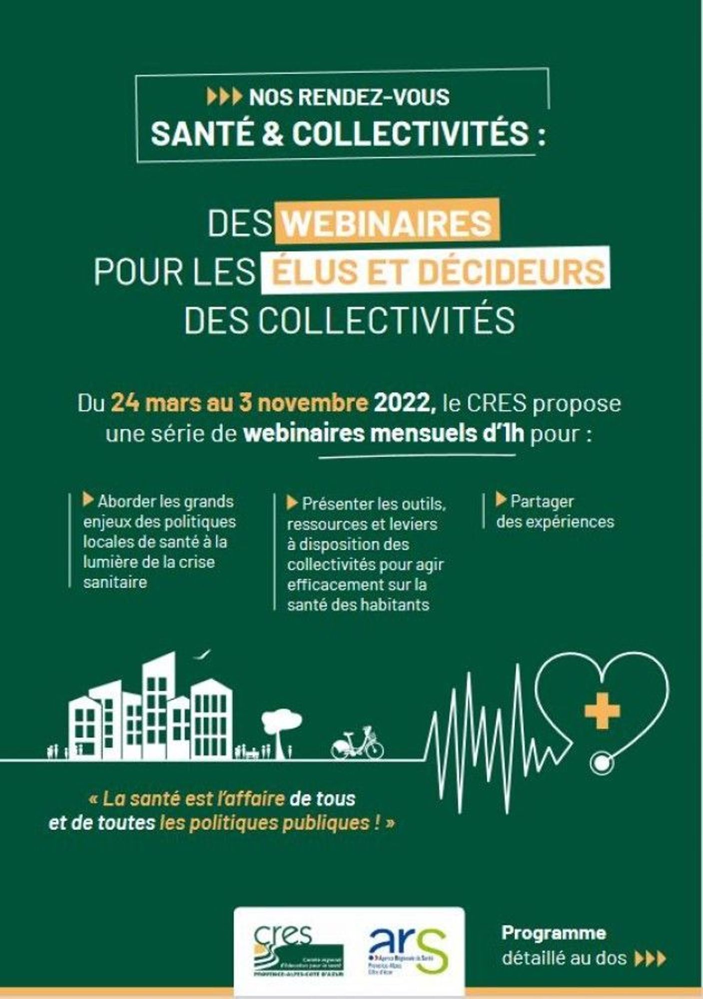  " Nos rendez-vous santé et collectivités " : 6 webinaires en 2022 pour aider les collectivités à agir efficacement sur la santé des habitants 